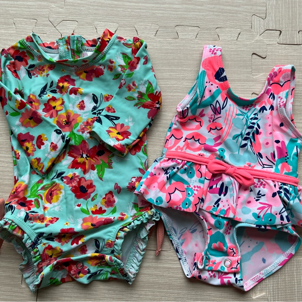 Baby girl 0-3 months Rufflebutts/ Carters swimsuits set of 2
